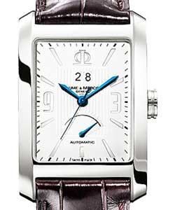 Hampton Rectangular Mens Automatic in Steel On brown Crocodile Strap with Silver Dial