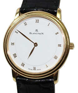 Villeret Ultra Slim  34mm Automatic in Rose Gold Brown Crocodile Strap with Silver Roman Dial 