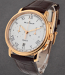Villeret Chronograph Pulsometre in Rose Gold on Brown Alligator Leather Strap with White Grand FEU Enamel Dial