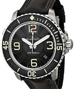 500 Fathoms Mens 48mm Automatic in Titanium On Black Sailcloth Strap with Black Dial