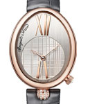 Reine de Naples Princess 8968 Automatic in Rose Gold on Grey Alligator Leather Strap - Engine Turned Silver Anthracite Dial
