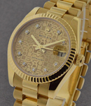 Midsize President 31mm in Yellow Gold with Fluted Bezel on President Bracelet with Champagne Jubilee Diamond Dial