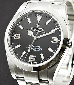 Explorer in Steel - MK1 Dial - Non Lume on 3 6 & 9 on Steel Oyster Bracelet with Black Dial