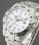 Explorer II in Steel with Engrave Bezel on Oyster Bracelet with White Dial