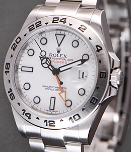 Explorer II in Steel with Engrave Bezel on Oyster Bracelet with White Dial
