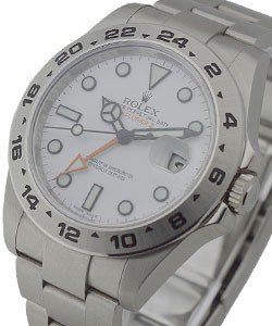 Explorer II in Steel with Engrave Bezel on Oyster Bracelet with White Dial