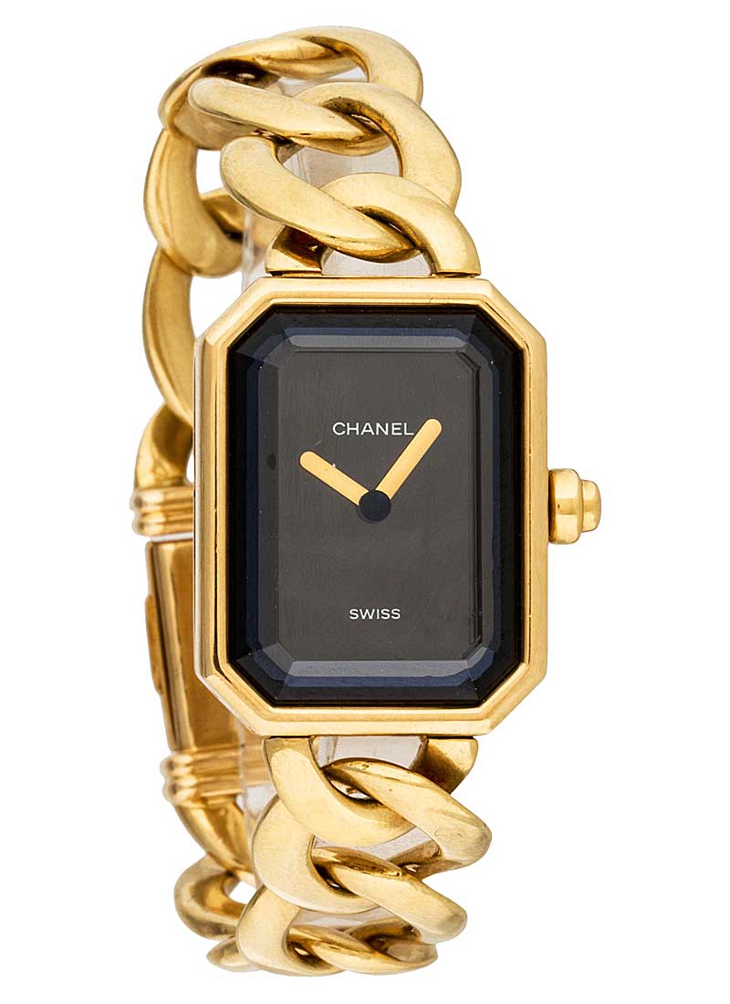 Chanel Premier L Size H0003 Vintage Ladies Watch K18Yg Yellow Gold Black  Dial Quartz Premiere