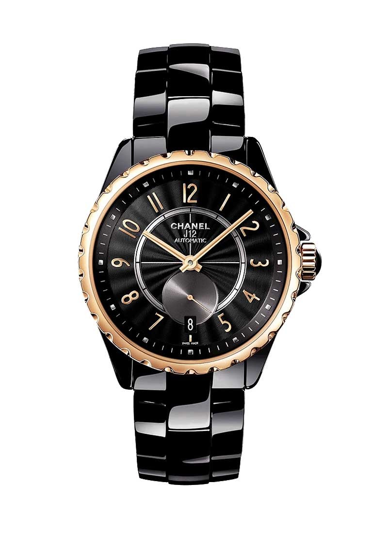 Chanel J12 36.5mm Automatic in Black Ceramic with Rose Gold Bezel