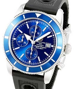 Superocean Heritage 46mm Men''s in Steel Black Ocean Rubber Strap with Blue Dial