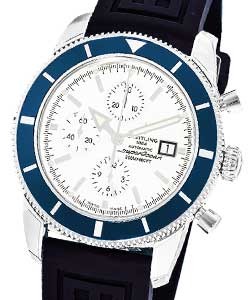 Superocean Chronographe Heritage 46mm in Steel On Black Diver Pro III Rubber Strap with Silver Dial