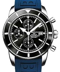 Superocean Heritage 46mm Chronograph Mens in Steel Blue Diver Pro III Rubber Strap with Black Dial