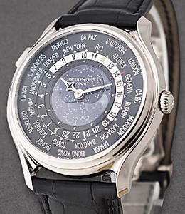 World Time Moon 5575G in White Gold -  175th Anniversary Collection Limited to 1300 pcs on Black Crocodile Leather Strap with Black Dial