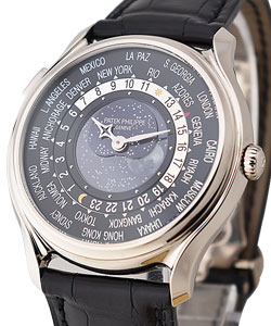 World Time Moon 5575G in White Gold -  175th Anniversary Collection Limited to 1300 pcs on Black Crocodile Leather Strap with Black Dial