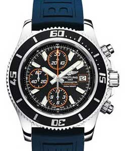 Superocean Abyss Chronograph II Mens Automatic in Steel Blue Pro Diver III Rubber Strap with Black Dial