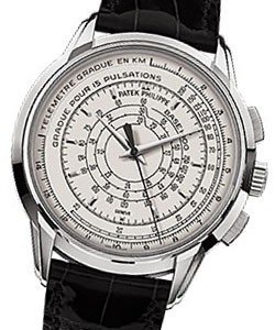 175 Anniversary Multi-scale Chronograph 5975G in White Gold on Black Leather Strap with Silver Opaline Dial