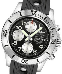 Superocean Chronograph Steelfish in Steel on Black Rubber Strap with Black Dial