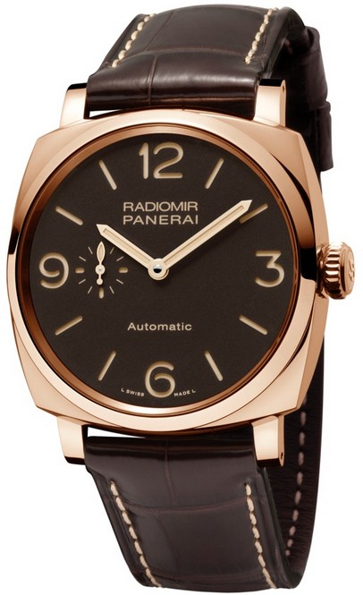 PAM 573 - Radiomir 1940 3 Days Oro Rosso Rose Gold on Strap with Brown Dial