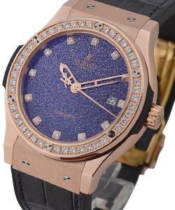 Classic Fusion 42mm in Rose Gold with Lapiz Dial Diamond Bezel - Blue Strap 