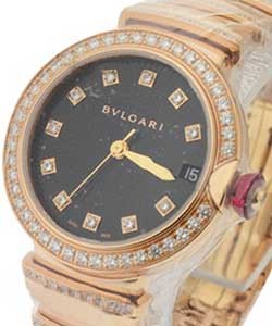 Lucea in Rose Gold with Diamond Bezel on Rose Gold Diamond Bracelet with Black Diamond Dial