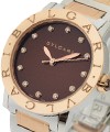 Bvlgari-Bvlgari 33mm Automatic in SS and RG on Bracelet with Brown Diamond Dial