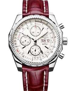 Bentley Collection GT Chronograph Men''s in Steel On Burgundy Crocodile Strap with Silver Dial
