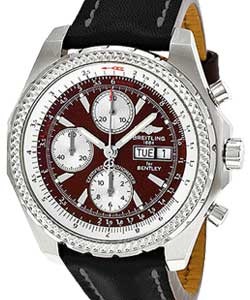 Bentley Collection GT Chronograph Racing Men''s in Steel Black Leather Strap with Burgundy Dial 
