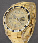 GMT Master II in Yellow Gold with Diamond Bezel on Oyster Bracelet with Pave Diamond Dial