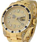 GMT Master II in Yellow Gold with Diamond Bezel on Oyster Bracelet with Pave Diamond Dial