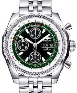 Bentley Collection GT Chronograph Racing Men's in Steel On Steel Bracelet with Black Dial - Green Accent