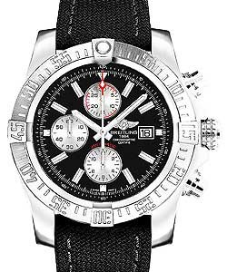 Super Avenger II  Chronograph in Steel On Black Fabric Strap with Black Dial