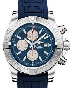 Super Avenger II Chronograph in Steel On Blue Diver Pro III Rubber  with Blue Dial