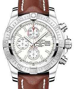 Super Avenger II Chronograph in Steel On Brown Calfskin Leather Strap with Silver Dial