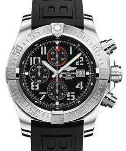 Super Avenger II Chronograph in Steel on Black Rubber Strap with Black Arabic Dial