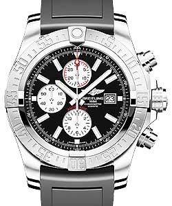 Super Avenger II Men's Automatic Chronograph - Steel On Black Rubber Strap with Black Dial