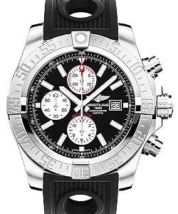 Super Avenger II Men's Automatic Chronograph - Steel On Black Ocean Rubber Strap with Black Dial
