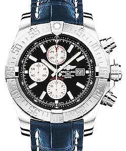 Super Avenger II Men's Automatic Chronograph - Steel Blue Crocodile Strap with Black Dial