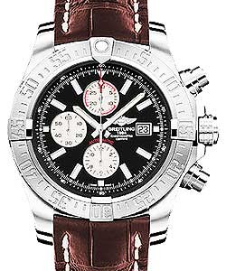 Super Avenger II Men's Automatic Chronograph - Steel Brown Crocodile Strap with Black Dial