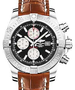 Super Avenger II Men's Automatic Chronograph - Steel Gold Crocodile Strap with Black Dial