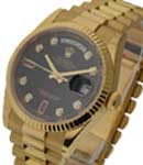 Yellow Gold - President  - Fluted Bezel - 36mm on President Bracelet with Ruby and Diamond Dial