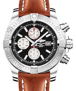 Super Avenger II Men's Automatic Chronograph - Steel On Gold Leather Strap with Black Dial