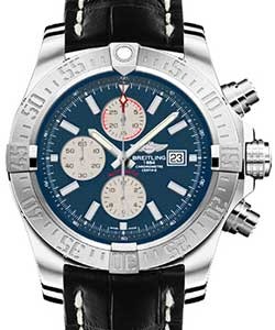 Super Avenger II Men's Automatic Chronograph - Steel On Blue Ocean Rubber Strap with Black Dial