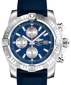 Super Avenger II Chronograph in Steel On Blue Rubber Strap with Blue Dial