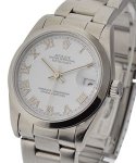 Steel Mid Size Datejust with Oyster Bracelet Smooth Bezel - White Roman Dial