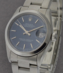 Steel Mid Size Datejust with Oyster Bracelet Smooth Bezel - Blue Stick