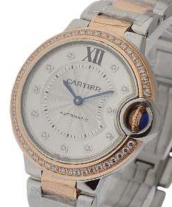 Ballon Bleu 2 Tone 36mm with Diamond Bezel Steel and Rose Gold on Bracelet with Silver Dial