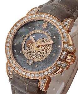 Ocean Lady Monphase Quartz in Rose Gold - Diamonds on Strap with Black Mother of Pearl Diamond Dial