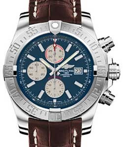 Super Avenger II Chronograph in Steel On Brown Crocodile Strap with Blue Dial