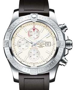 Super Avenger II Men's Automatic Chronograph in Steel On Black Rubber Strap with Silver Dial