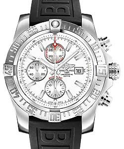 Super Avenger II Chronograph Automatic in Steel On Black Diver Pro III Rubber Strap with White Silver Dial