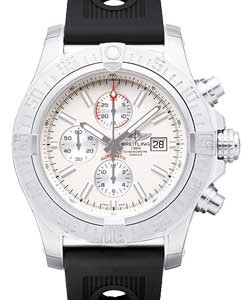 Super Avenger II Men's Automatic Chronograph in Steel On Black Ocean Rubber Strap with Silver Dial